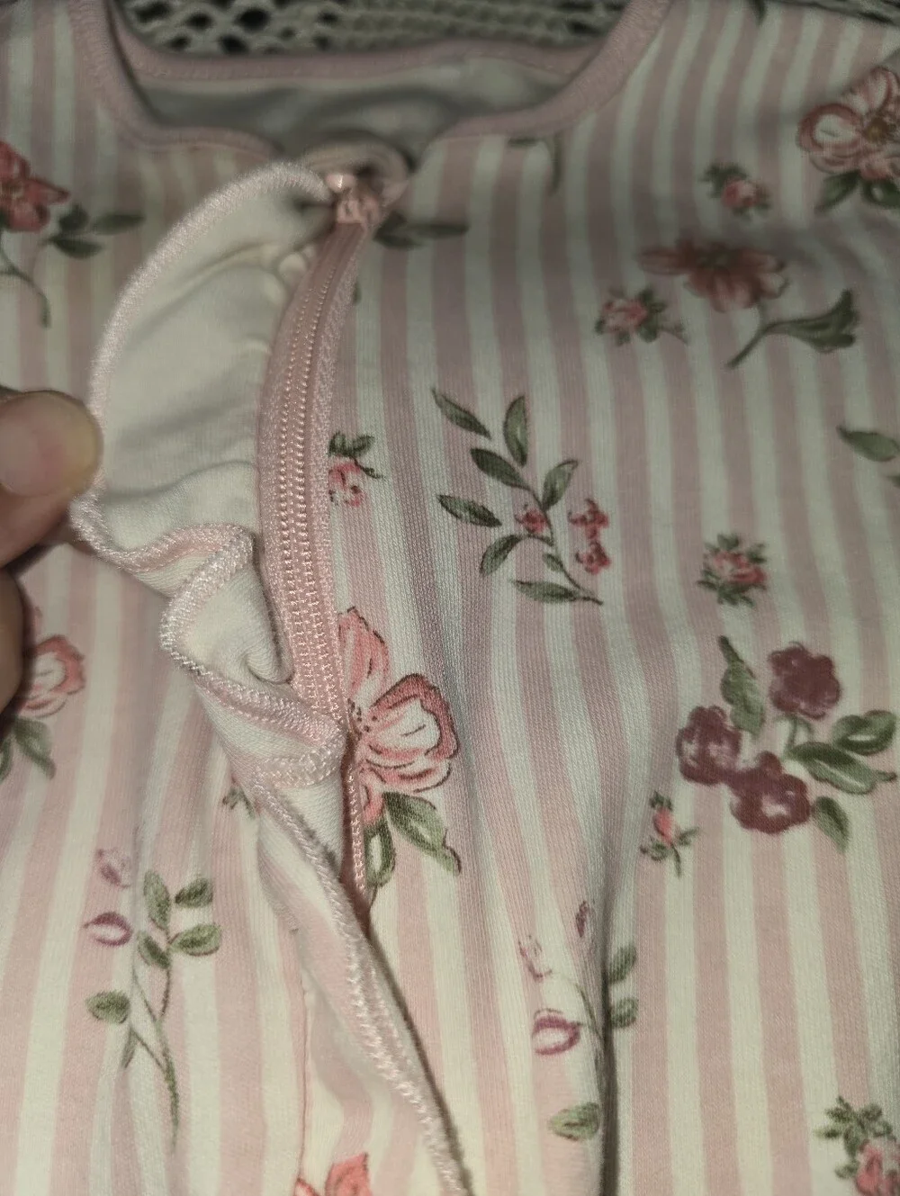 Next Baby Pink Floral Two Zip Sleep Suits 6-9 Mo, 2 Pack, Footed